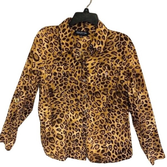 Jones New York Tops - Jones New York‎ Women's Button Up Leopard Print Long Sleeve Shirt Size 1X